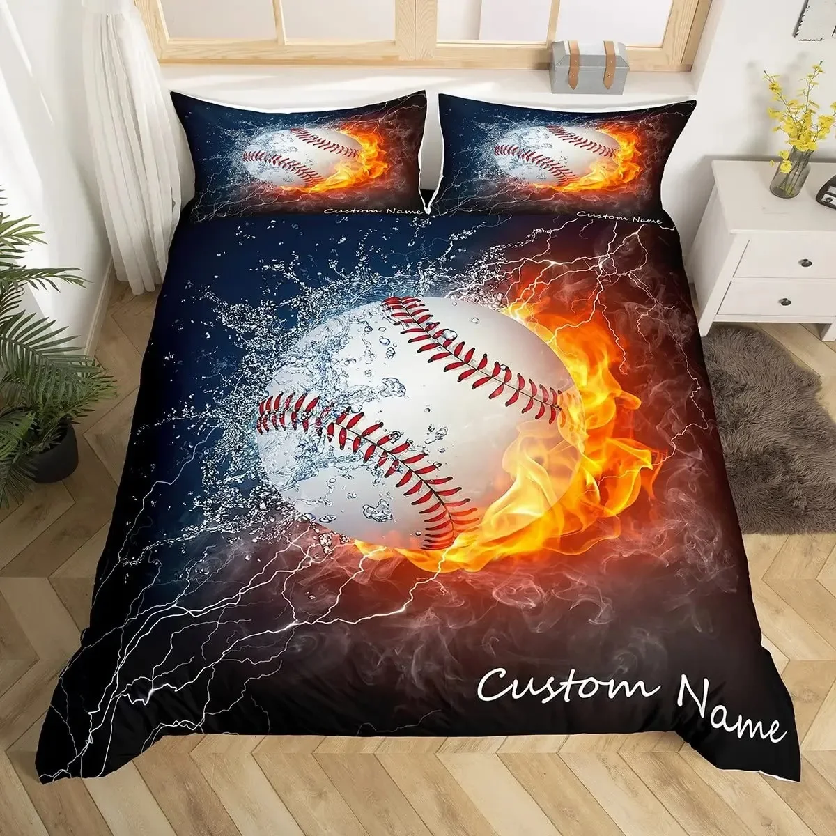 

Custom Bedding Set Basketball Duvet Cover Set with Custom Name for Boys Personalized Sports Comforter Cover for Birthday Gifts
