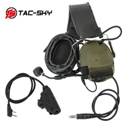 TS TAC-SKY Tactical COMTA V Noise Canceling Pickup Headset with Tactical V2 PTT Adapter Compatible with Kenwood Walkie Talkies