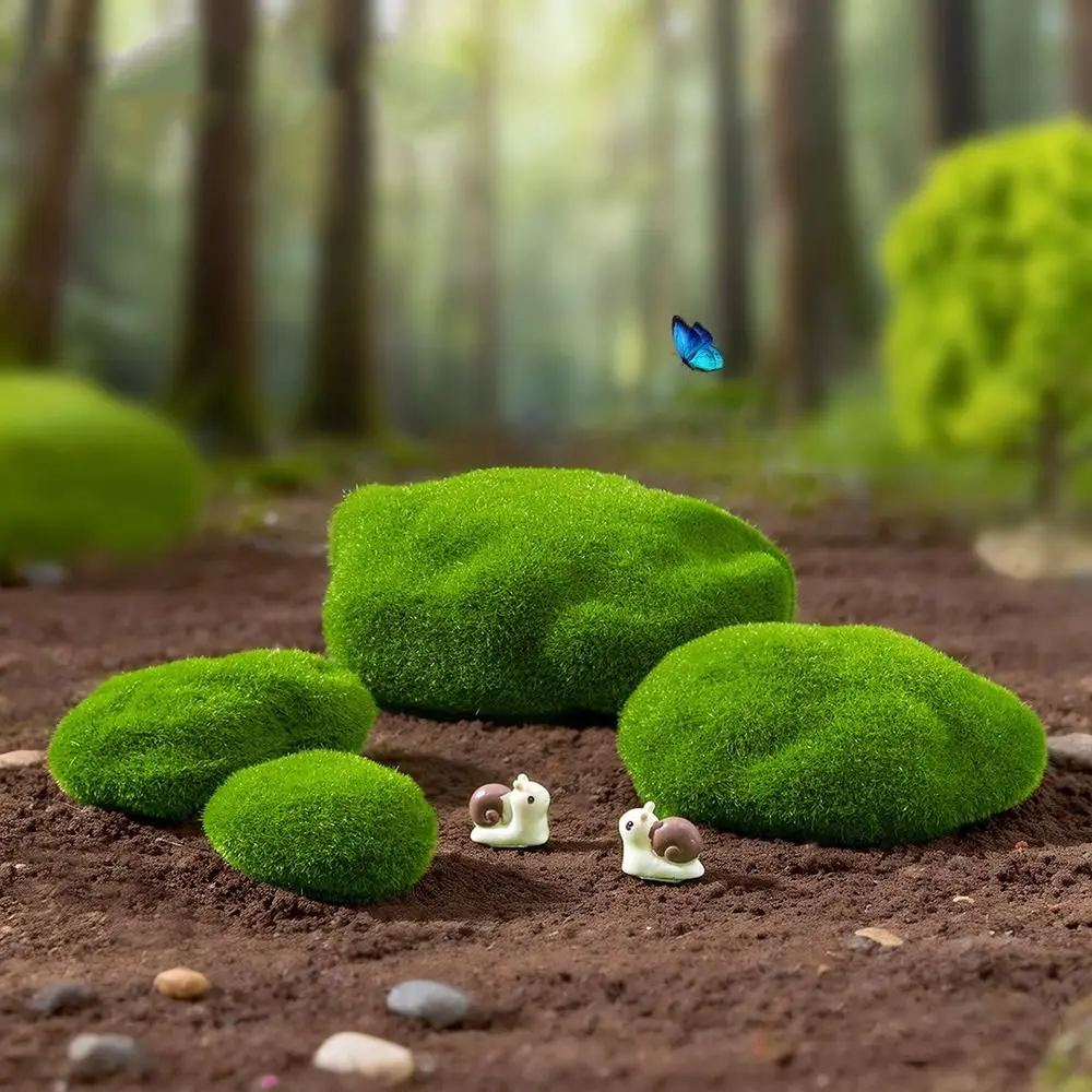 2/4/6/10PCS Green Artificial Moss Rocks Micro Landscape Flocking Foam Mini Moss Stone Scene Model Ecosystem Aquarium
