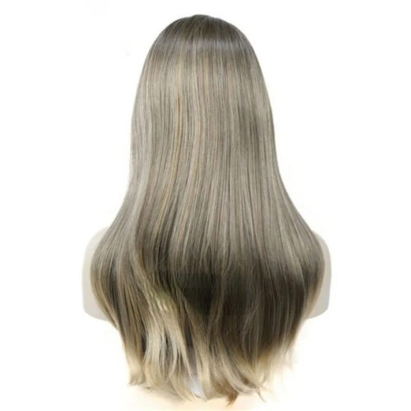 Senhoras longas retas 3/4 meia peruca de cabelo faixa de cabeça perucas naturais pretas de seda