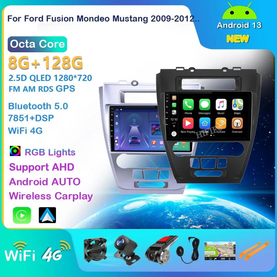 

8+128GB For Ford Fusion Mondeo Mustang 2009-2012 WIFI 4G LTE Car Radio Multimedia Player 2 Din Carplay Octa-core