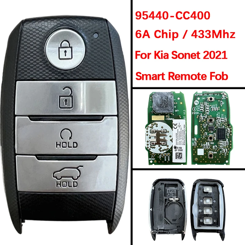 

CN051169 Original 4 Buttons Smart Key Fob 6A Chip 434Mhz Remote FCC 95440-CC400 For Kia Sonet 2021