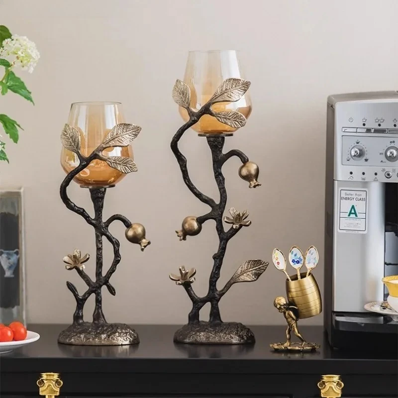 Metallic glass candle holder Living room dining table wedding decoration candle holder American retro home decor candle holders