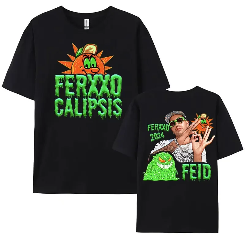 Feid Ferxxocalipsis Album Tour 2024 New T Shirts Men's Women Harajuku Retro Street T-shirt Hip Hop Punk 100% Cotton T Shirt Tops