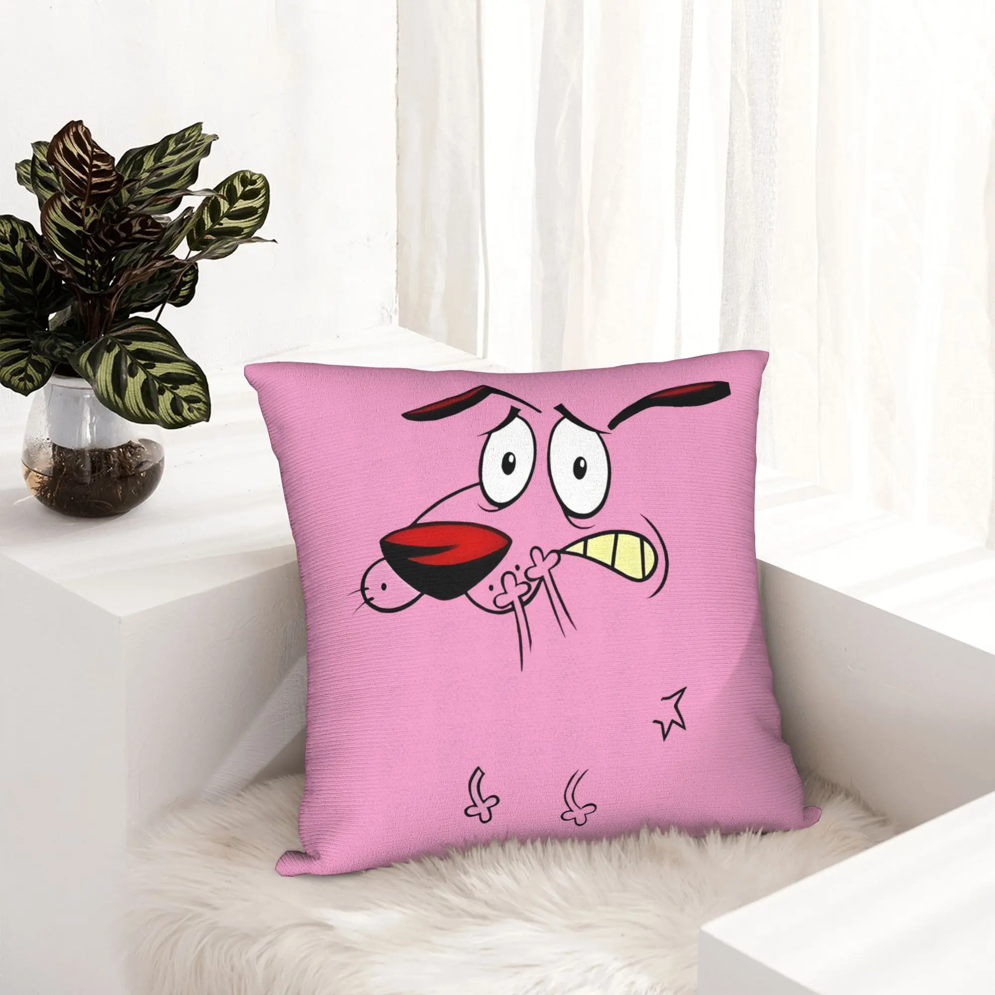 Courage Dog Throw Pillow Case for Sofa Animation Modern Cushion Cover Square Pillowcase