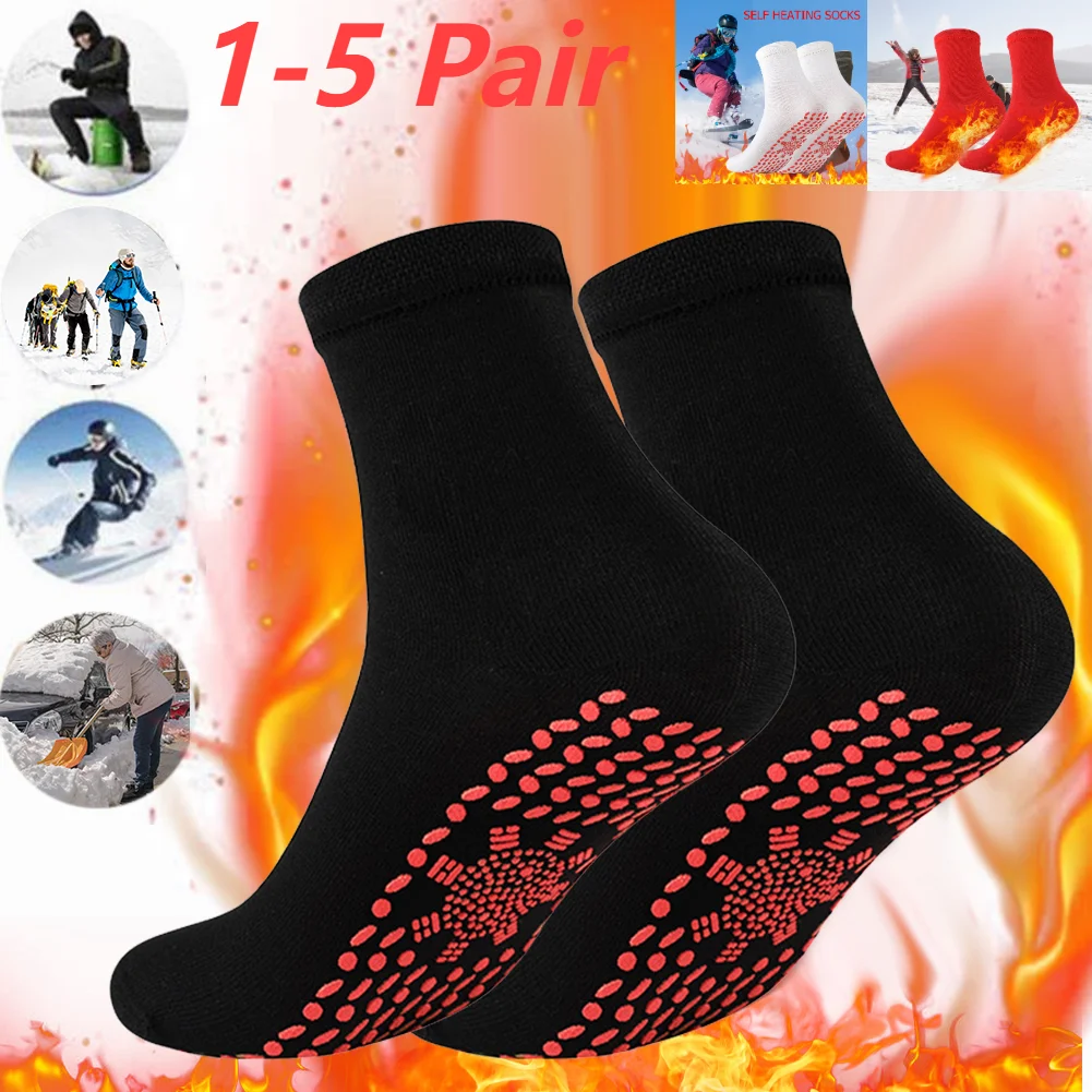 1-5pair Warm Massage Socks Anti-Freezing Multifunctional Winter Sport Stocking Breathable Anti-Fatigue for Outdoor Hiking Skiing