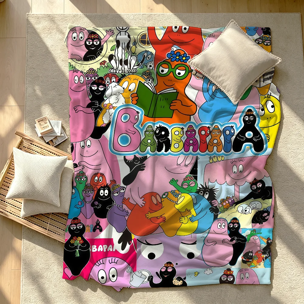 Cartoon Barbapapa Blanket Soft Warm And Thick Perfect For Bedroom Living Room Bed Sofa Camping Picnic Office Gift