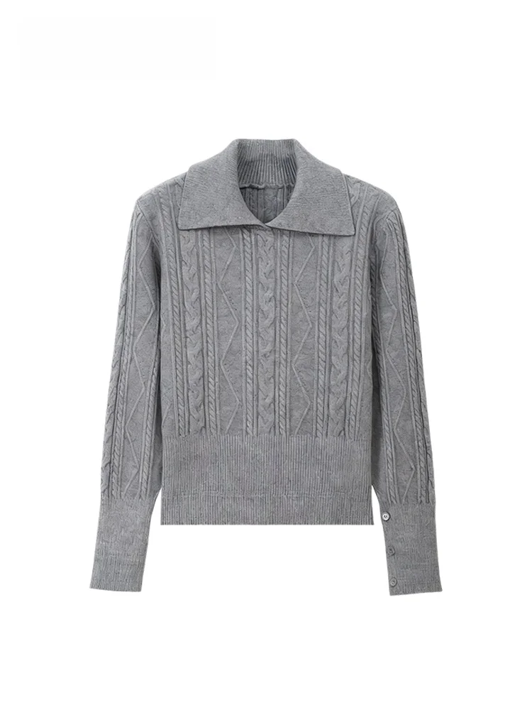 

plus Size Ne Long Sve Knitwear Women's Spring Faionable Age-Defng Design Top for Plump Sisters