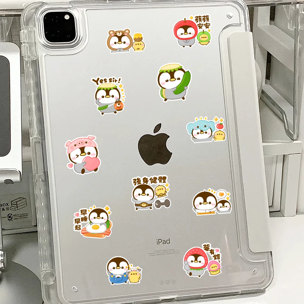48pcs Cute cartoon gray penguin stickers can be used for decorative surprise gifts such as wall desktops,mobile phone cases, etc