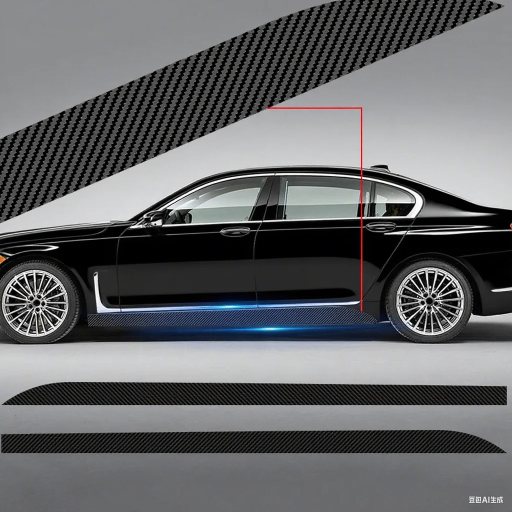 

Heavy Duty Side Skirt Guard - Anti-Collision Carbon Fiber Tape, Universal for Most Vehicles Exterior Styling Upgrade Kit