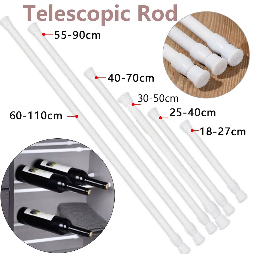 18-110cm Multifunctional Spring Loaded Extendable Rod Adjustable Curtain Telescopic Pole Household Hanging Rods Bathroom Product