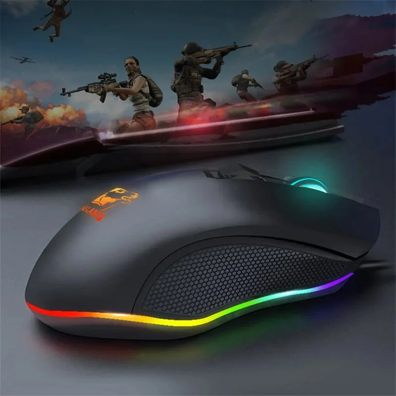 Mouse para jogos com fio, programação macro, mouse para jogos de computador, pc, laptop, gamer, mouse ergonômico fosco com fio com led rgb