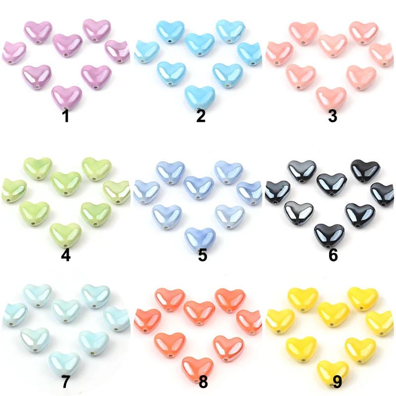 Image 3: Perles en céramique en forme de cœur d'amour, pour bricolage, Bracelets, colliers, fabrication de bijoux, accessoires faits à la main, vente en gros