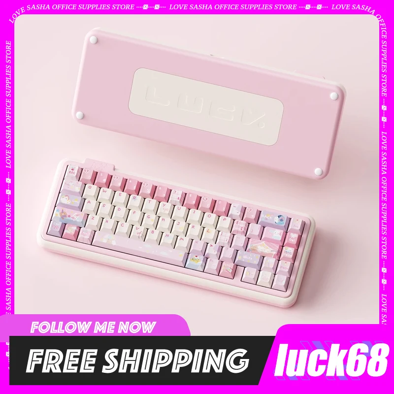 NE KEY Luck68 Keyboard Bluetooth Wireless Aluminum Alloy E-Sports Gaming Keyboards Rgb Custom Hot Swap For Macos/Win Desktop