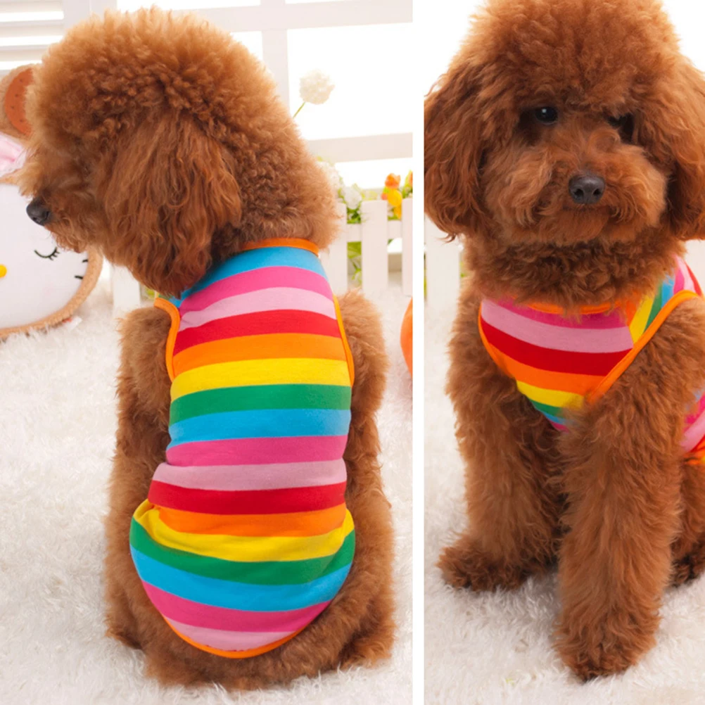 

Rainbow Pet Vest Colorful Dog Clothes Adorable Small Summer Shirt Xs Shirts for Dogs Tank