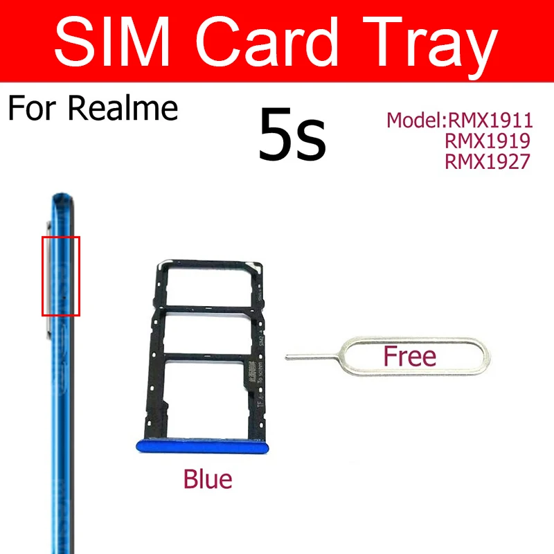 For Realme 5 5S 5i 5 Pro SIM Card Tray Dual Nano Sim Card Tray  Card Reader Holder Slot Replacement Parts