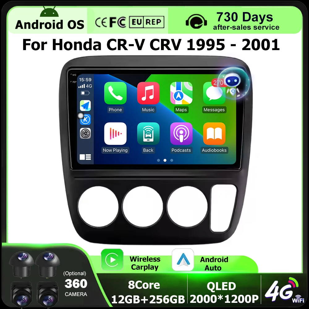 

9 Inch Android 16 Auto For Honda CR-V CRV 1995-2001 Car Radio Multimedia Video Player GPS Navigation Wireless Carplay Head Unit