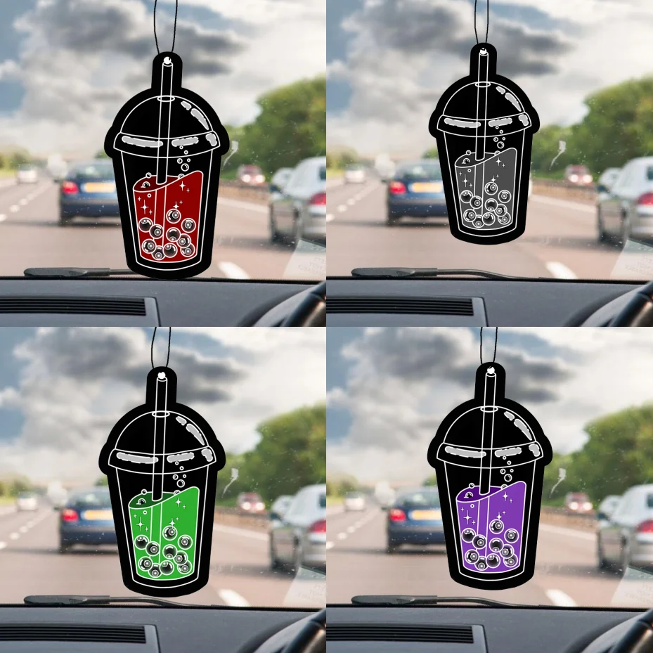Leite Chá Forma Carro Ambientador, Pendurado Folha De Difusor De Perfume, Interior Do Carro, 1 Pc, 4Pcs