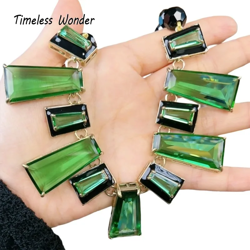 

Timeless Wonder Fancy Crystal Geo Cut Deco Necklace for Women Designer Fine Jewelry Runway Rare Top Luxury Classy Mix 2614