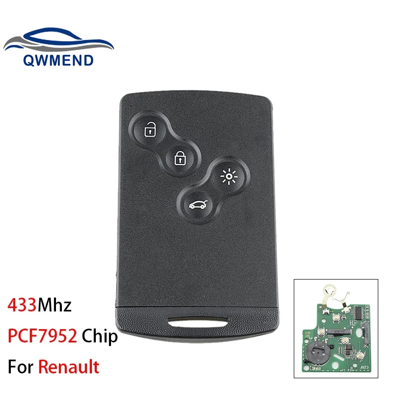 

QWMEND Smart Car Key for Renault Megane III Laguna III Scenic Fluence 2012 2013 2014 2015 Remote Key FSK 433Mhz PCF7953 Chip