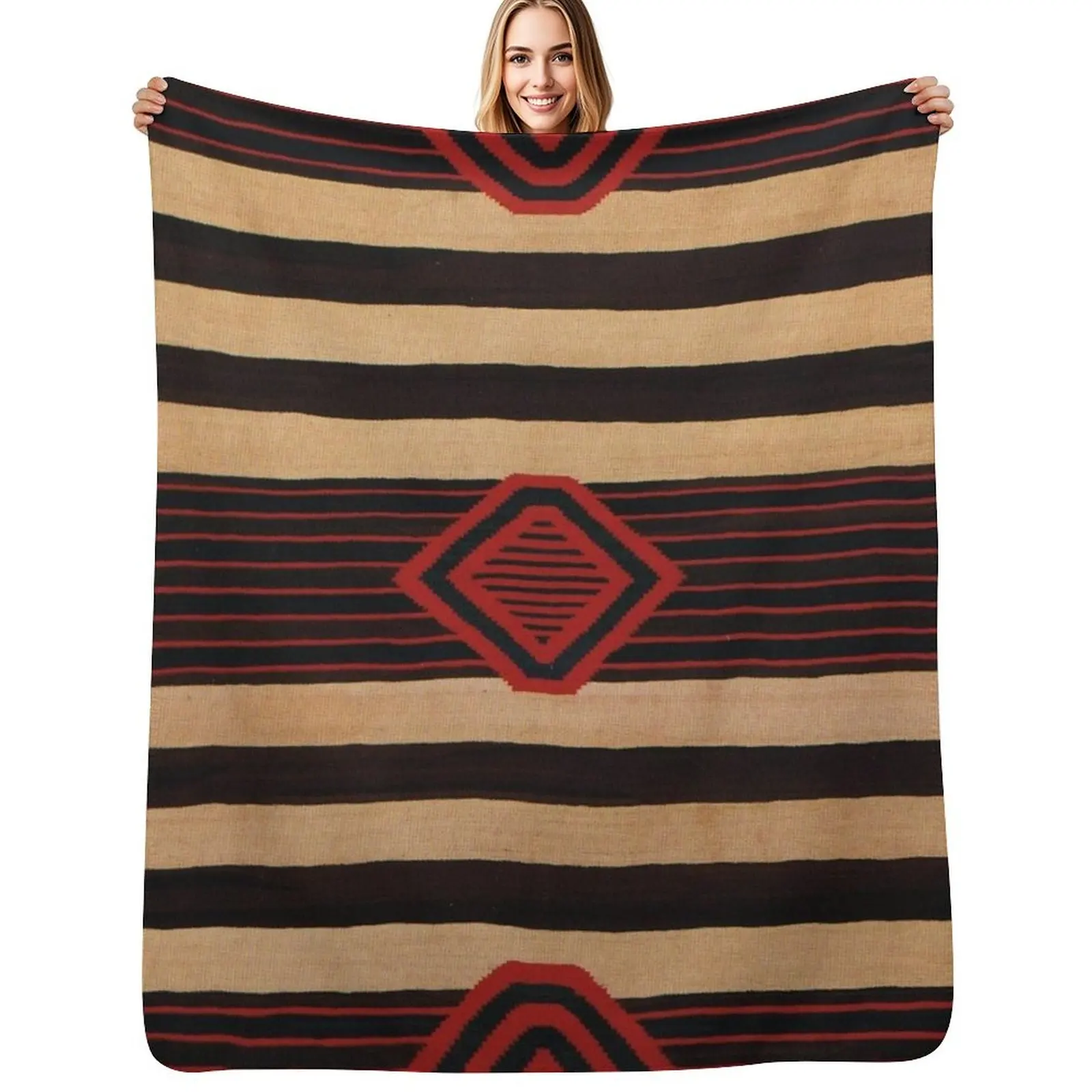 Navajo Textile / Native American Weaving pattern 13 Throw Blanket No Pilling Soft Warm Blanket for Bed