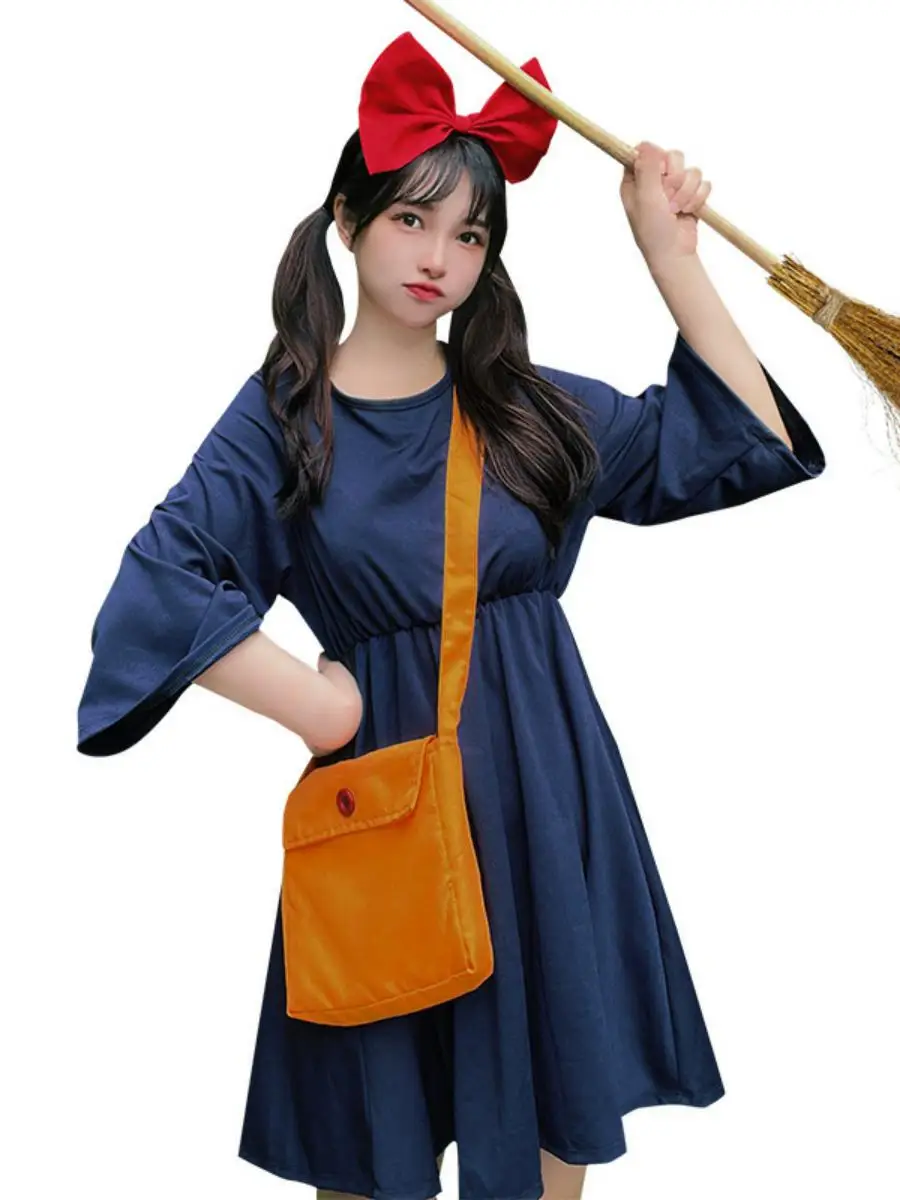 Halloween Cosplay Kostuum Set Anime Kleine Heks Kiki Dr Pak Polyester Materiaal Etnisch Toneelkostuum Dames Faion