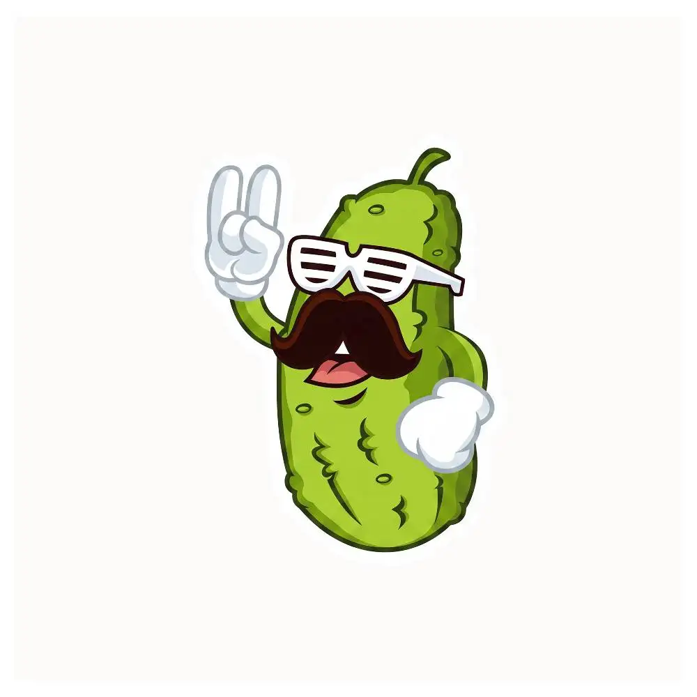 Pickle Mustache Sticker Waterproof Helmet Flask Cup Laptop Car Vehicle Window Bumper Decal