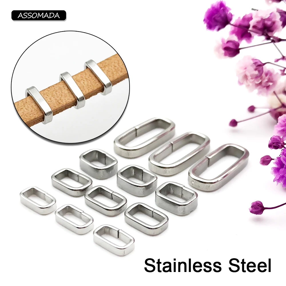 10pcs Square Shape Stainless Steel Ring For Jewerly Rope Bracelet Necklace Ornament Accessories Leather Cord DIY Jewelry Making