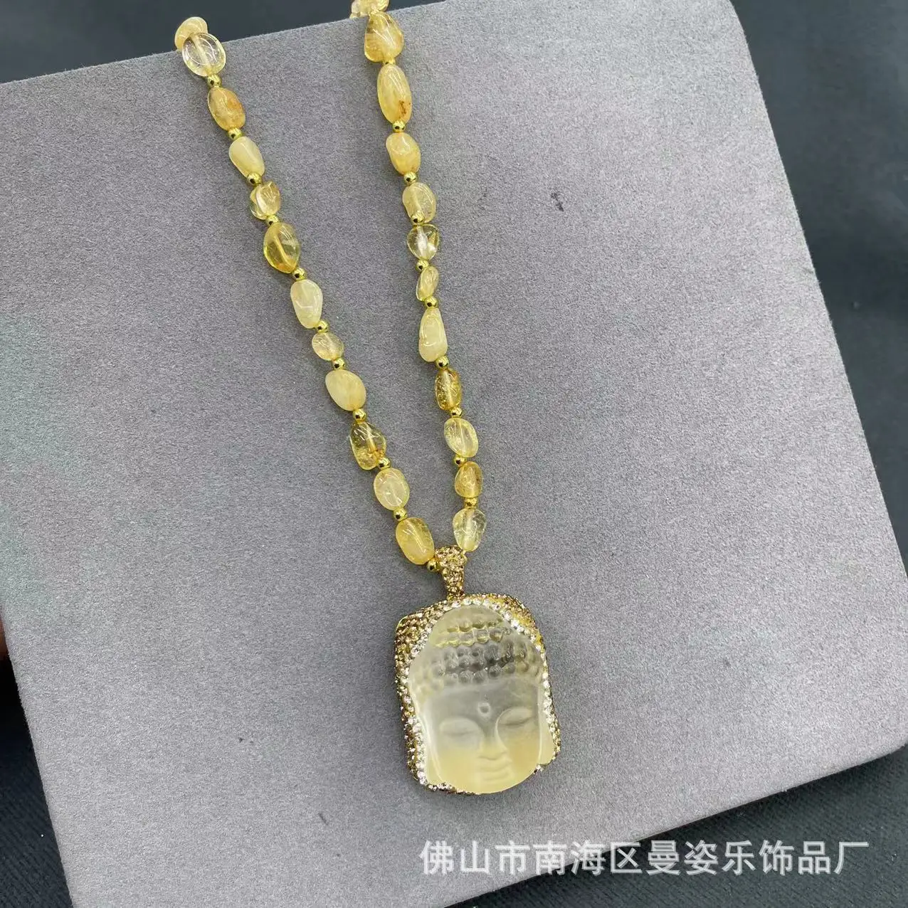DIY accessories New Natural Citrine Necklace, Laughing Buddha Pendant, Sweater Chain, Natural Stone Buddha Jewelry Factory Direc