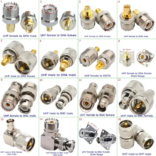 1 Uds Q9 BNC SMA a SL16 PL259 SO239 UHF conector macho hembra tipo T adaptador Coaxial de brida divisora de 3 vías entrega rápida de latón
