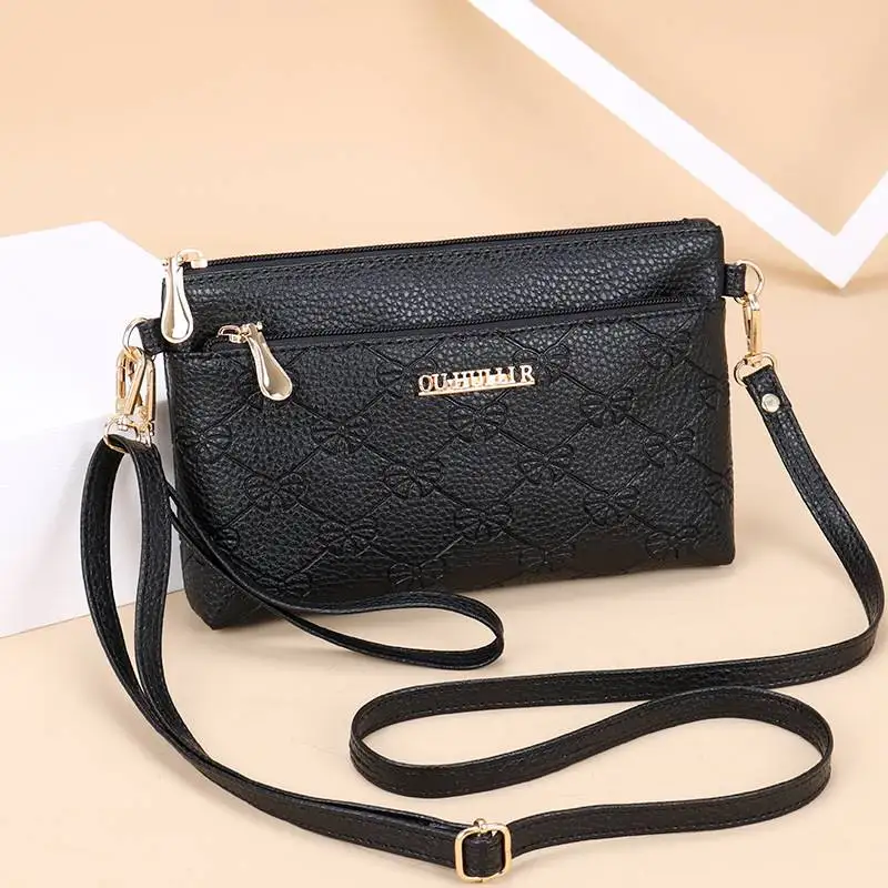 Fashionable Soft Leather Single Shoulder Bag Simple Handheld Crossbody Phone Bag Korean Style Women's Small Square Bag