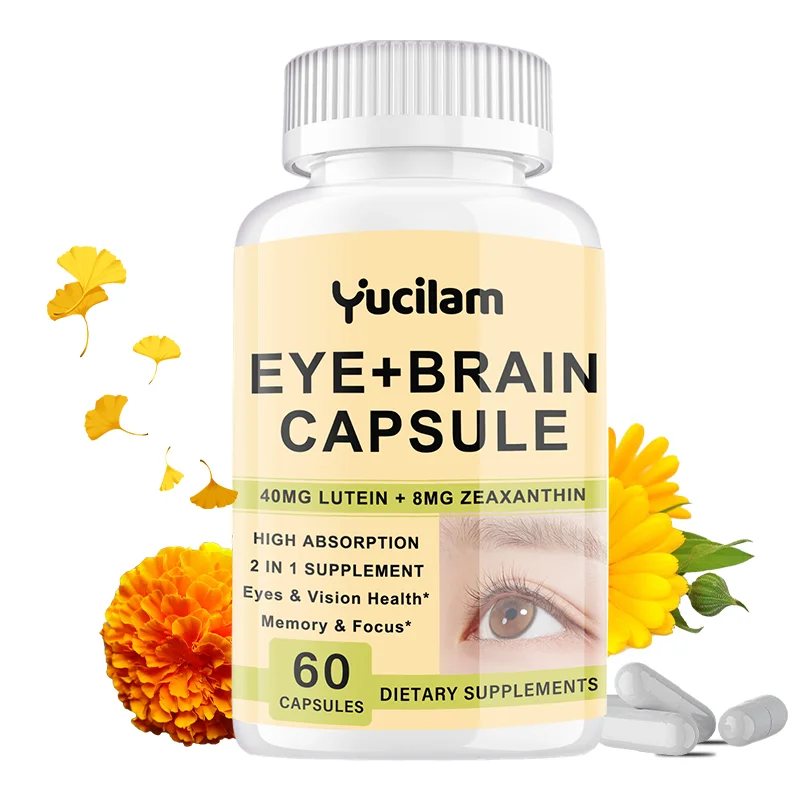 

2 IN 1 Eye + Brain Capsule - 40mg Lutein + 8mg Zeaxanthin - Relieve Eye Fatigue, Support Healthy Vision, Improve Concentration