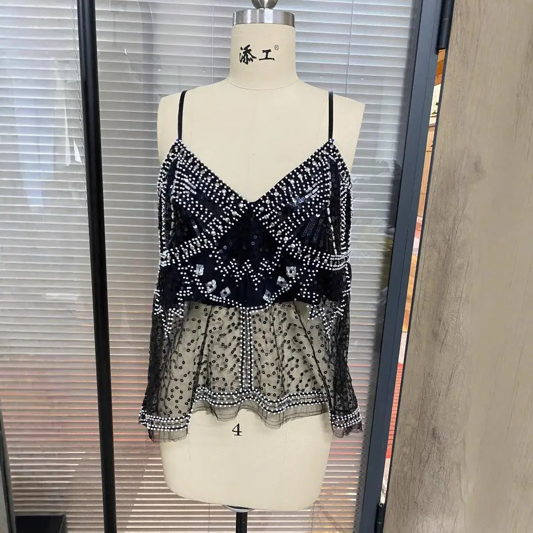

Women's Sexy Print Top Collar Svel Vest Polyester Fiber Regular Length Inner Wear Spring Season 2025