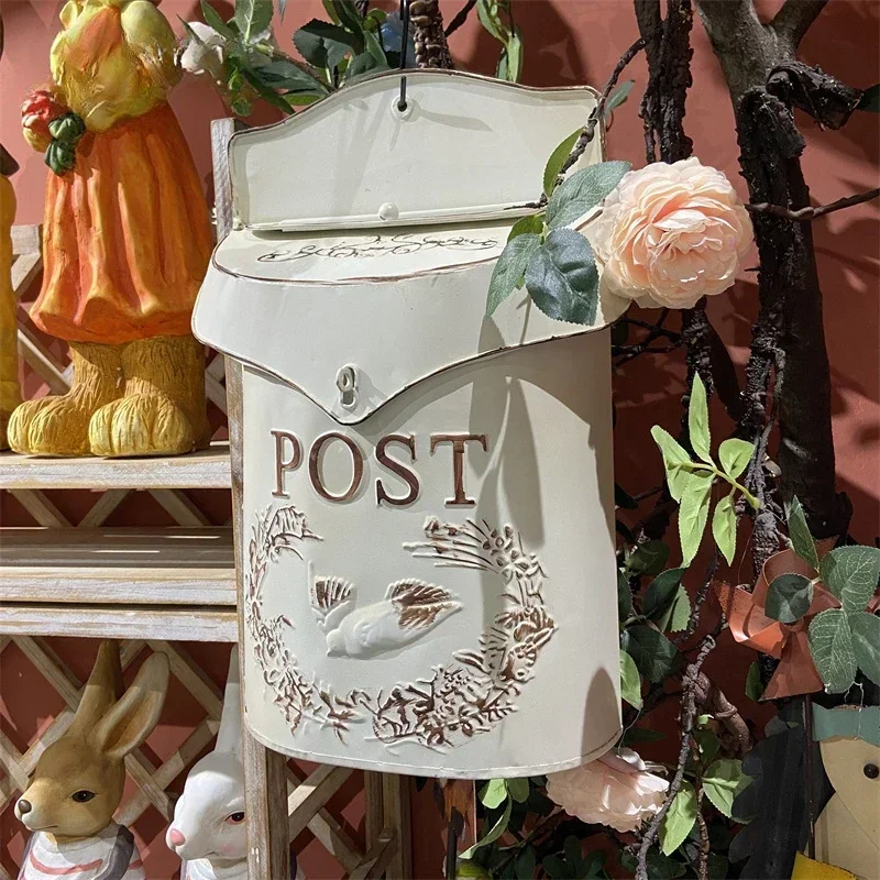 Vintage Branch Bird Pattern Letter Box American Rural Style Wall Decoration Iron Boxs Courtyard Garden Wall Mounted Mailbox