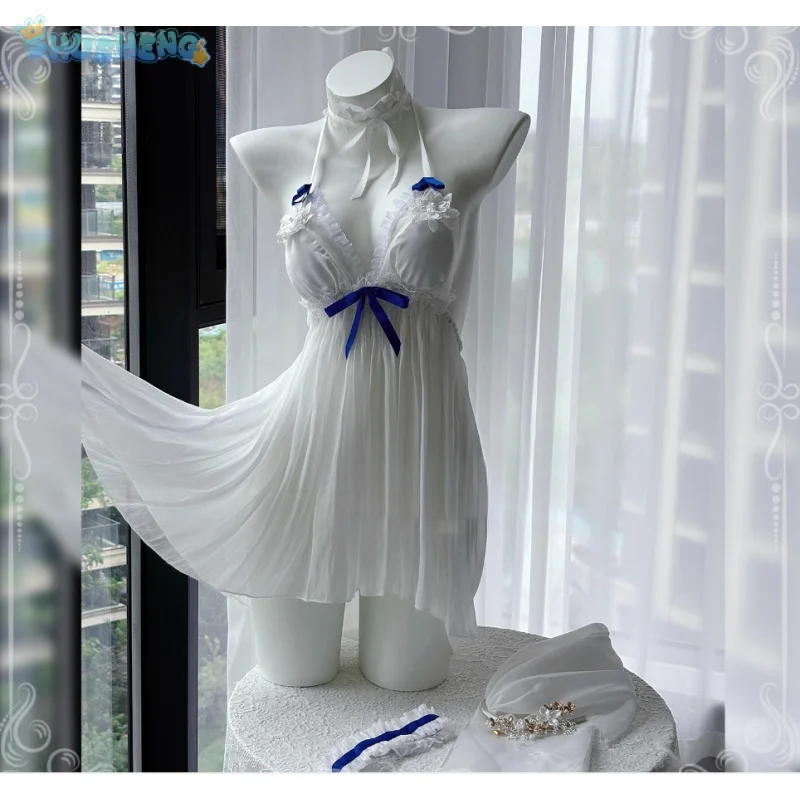 

Game Azur Lane Shinano Cosplay Costume Halloween party women sexy white dress accessories prop set beach vacation swimsuit