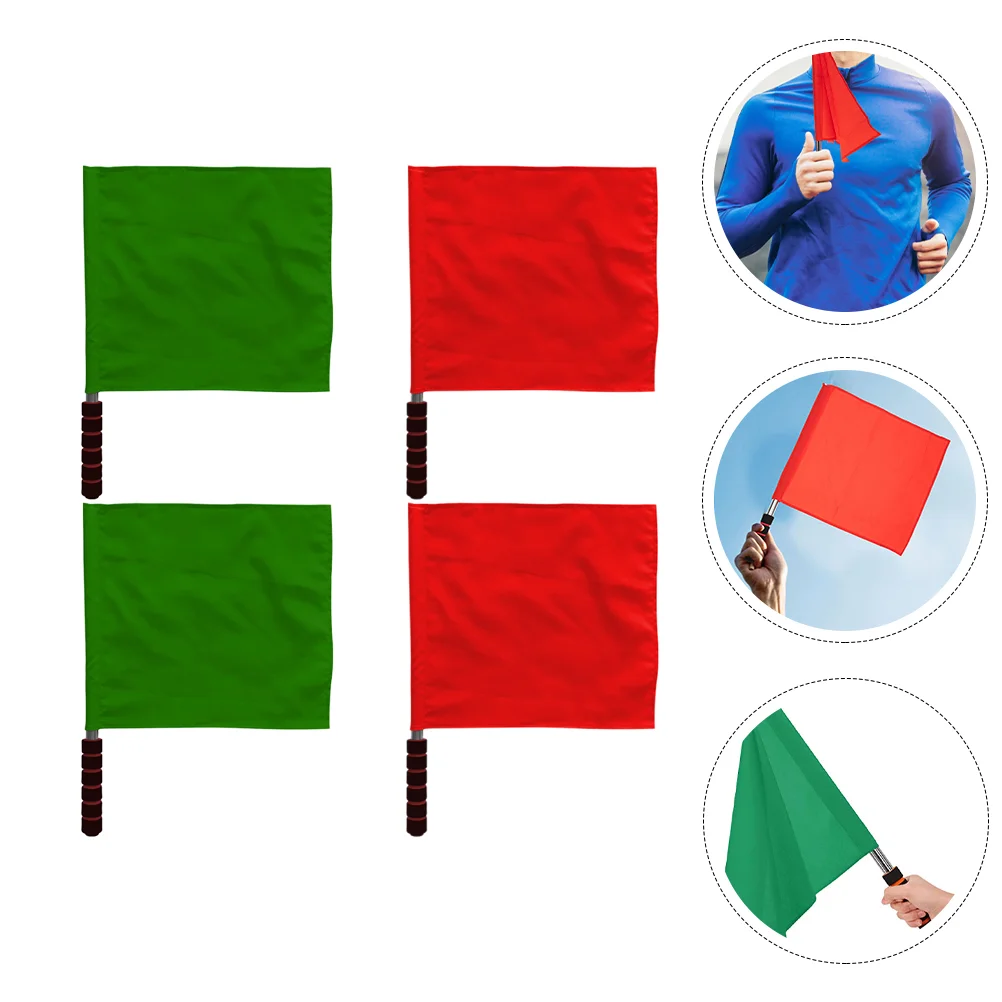 4 Pcs White Tank Referee Flag Small Hand Conducting Flags Sticks Banner Sports Equipment Signal