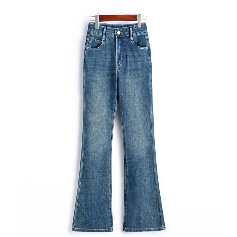 

Street Fashion New Four Seasons Trend Women Wash Retro Loose Comfortable Simple Denim Straight Leg Micro-flared Jeans Women's