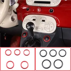 Per 2010-2022 Fiat 500 lega di alluminio rossa Console centrale per auto doppio vetro lampeggiante decorazione di sollevamento cerchio accessori per auto