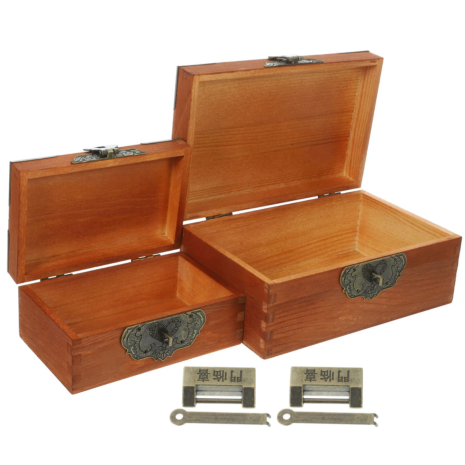 

2pcs Wooden Box Walnut Color Small Medium Size Jewelry ganizer Wooden Jewelry Holder Case Lock for Home Travel