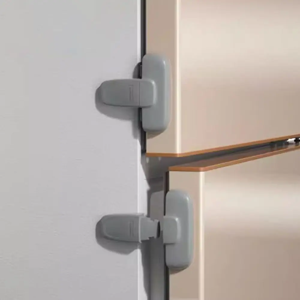 Double Buckle Fridge Lock Pinching Protection Door Lock Catch Refrigerator Lock Unisex Safety Protect Proof Lock Toddler