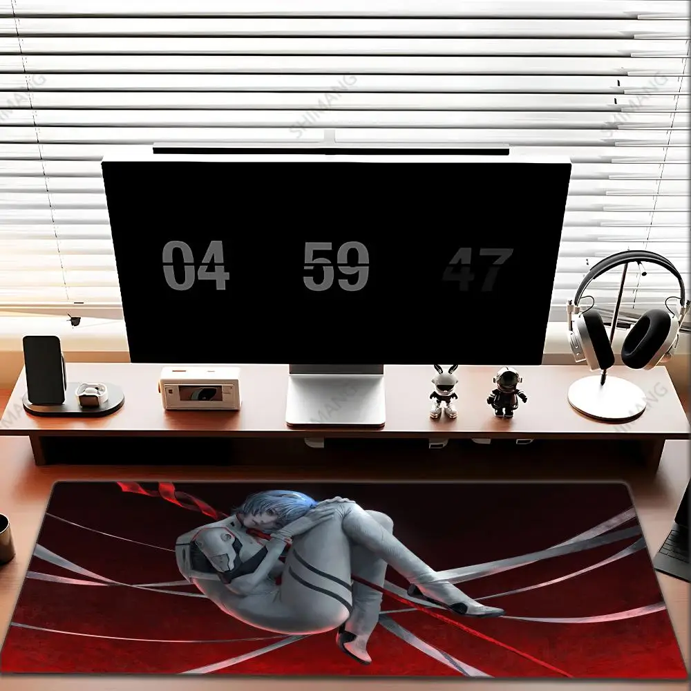 XXL Kawaii Anime Girl Ayanami Rei Mousepad Large Size Gaming Tablepad Evangelions Lock Edge Thickened Computer Keyboard Desk Mat