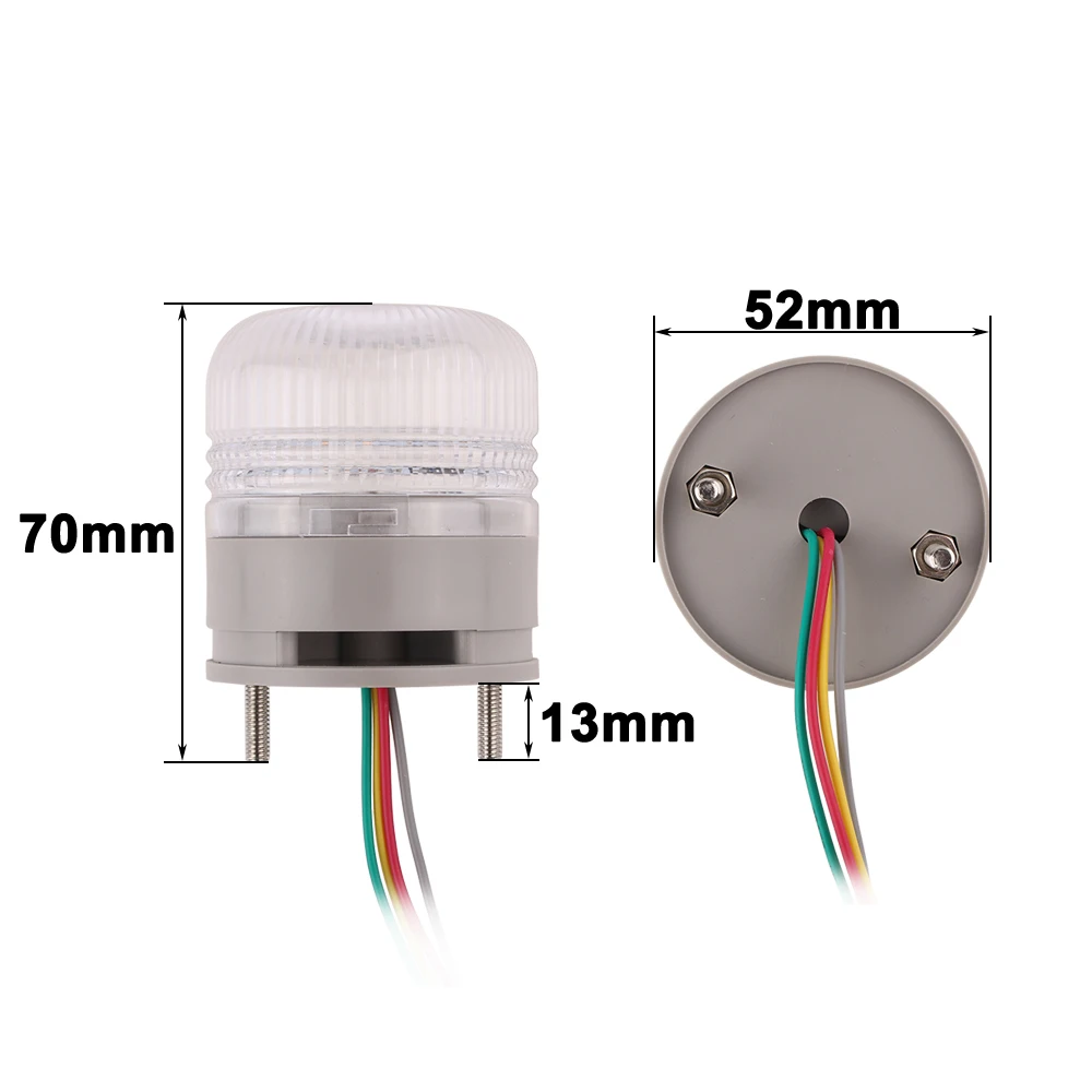 Voyant LED avec sonnerie, rouge, jaune, vert, signal lumineux clignotant, pas de son, petite alarme de sécurité, 3 en 1, DC 12V, 24V