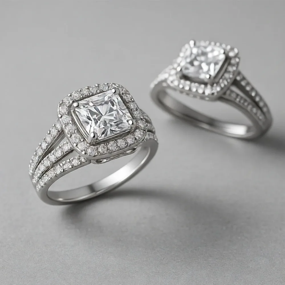 

Кольцо из стерлингового серебра с бриллиантами и драгоценными камнями, 18-каратное золото, набор из 3-х колец с квадратной огранкой для помолвки и свадьбы