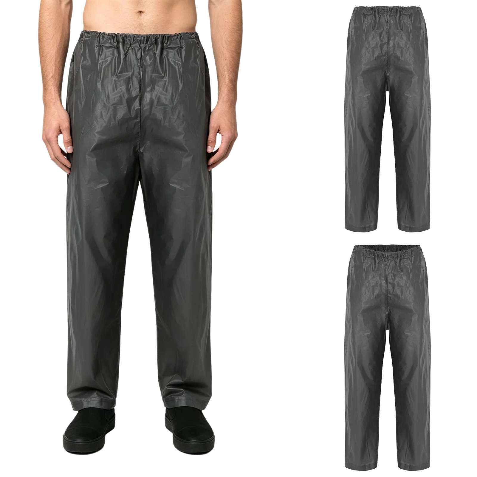 Adult Mens Pants Waterproof Rain Pants Elastic Waistband Wide Leg Rainwear Trousers for Camping Outdoor Hiking Camping Travel