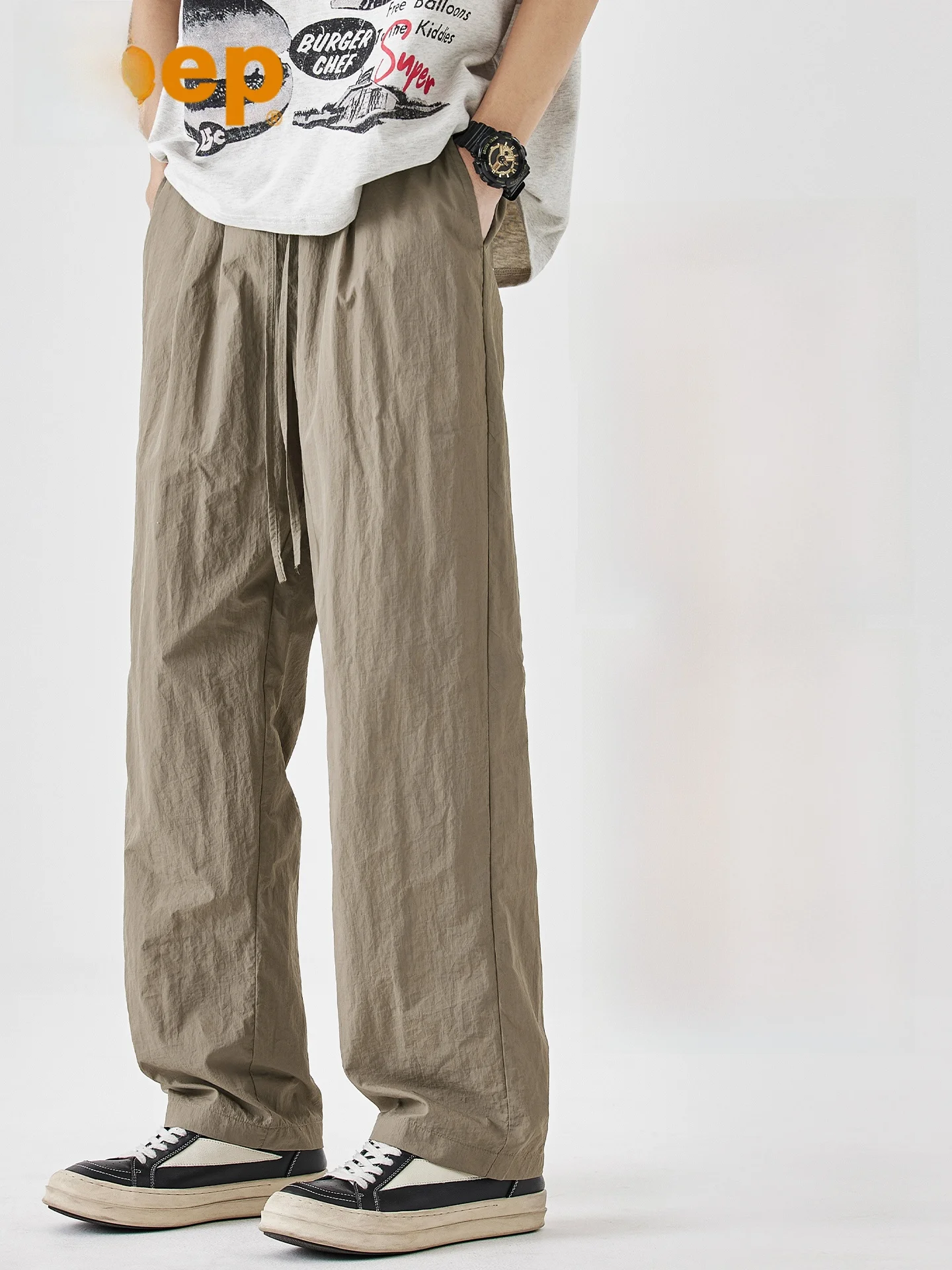 

Мужские повседневные брюки American Sle, летние, тонкие, из ледяного шелка, быстросохнущие, спортивные, свободные, прямого кроя, модные, для города