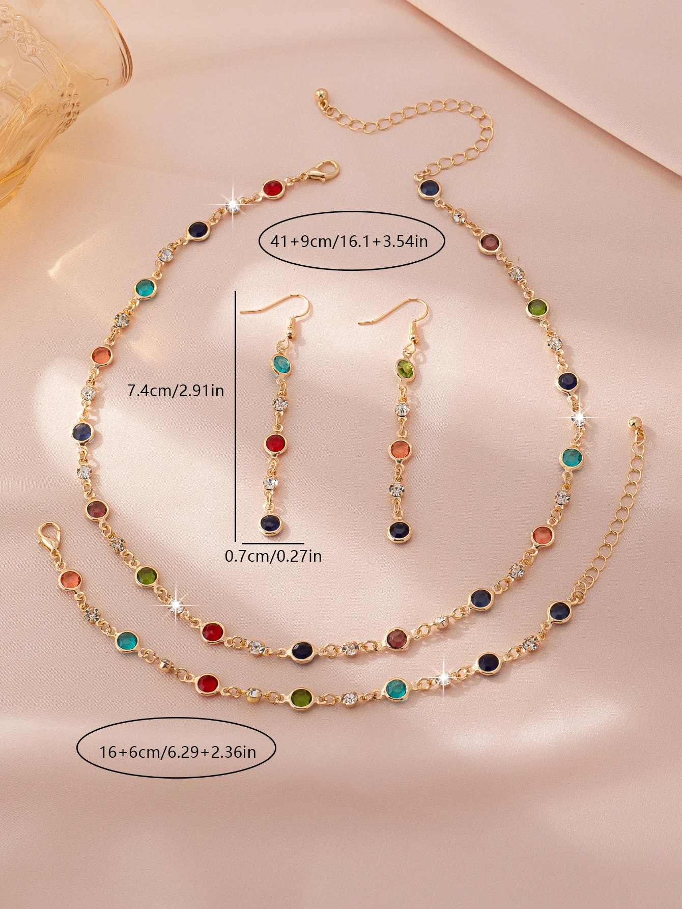 أنيقة، شخصية، فاخرة خفيفة، راقية، أقراط رائعة، سوار، مجموعة قلادة #5