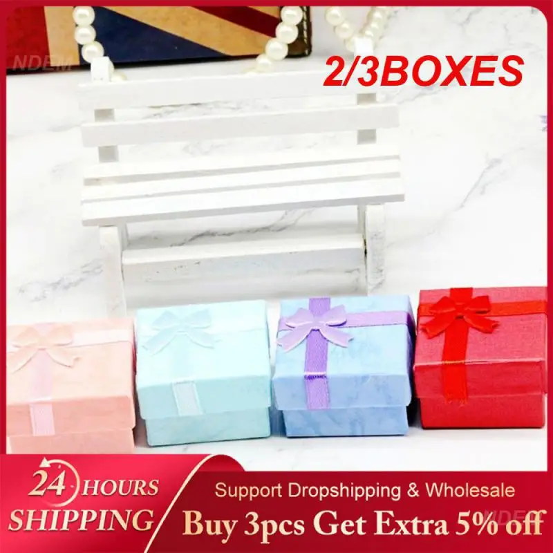 2/3BOXES Case Hardened Pearlescent Ring Cardboard Storage Boxes Gift Box Moisture-proof Home Storage Ring Box Fashion 4×4×2.5cm