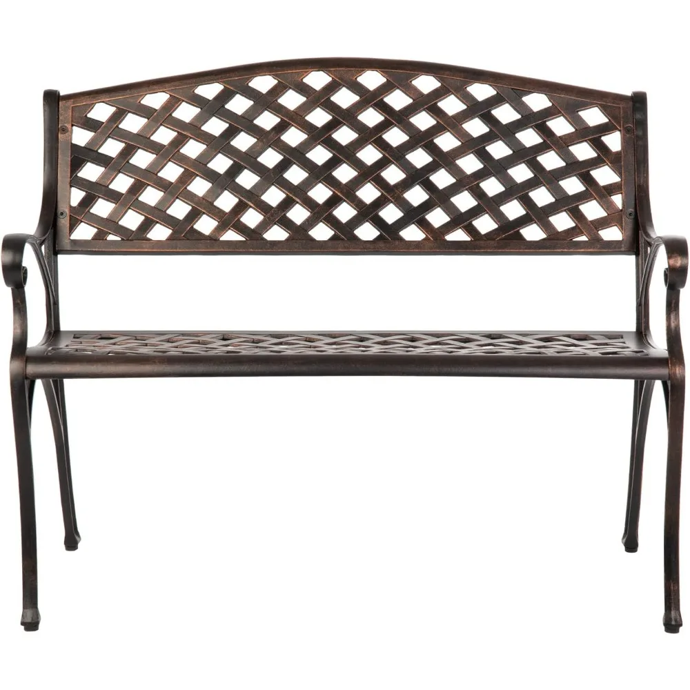 Patio Sense 61491 Patio Bench Cast Aluminum Lightweight Sturdy Bench Perfect for Relaxing Pause in Garden, Backyard Patio