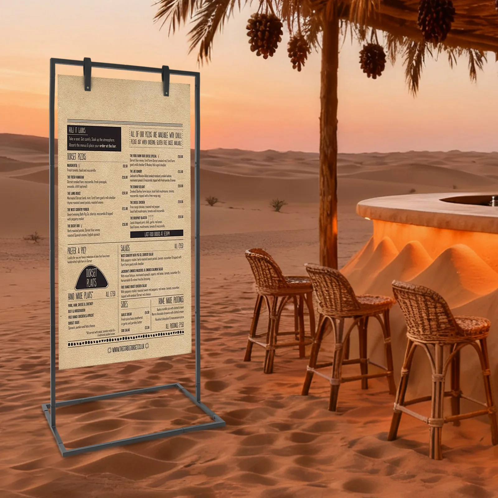 

Прочная устойчивая к ржавчине подставка для вывески, утолщенные трубки 0,8 мм + прямоугольная рама, расширенное основание 20,08 дюйма (защита напряжения)