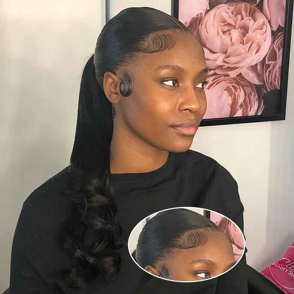 

Straight Invisible Strap 360 Full Lace Wig Human Hair Natrual Black 13x4 HD Lace Front 100% Brazilian Human Hair Wig 220 Density